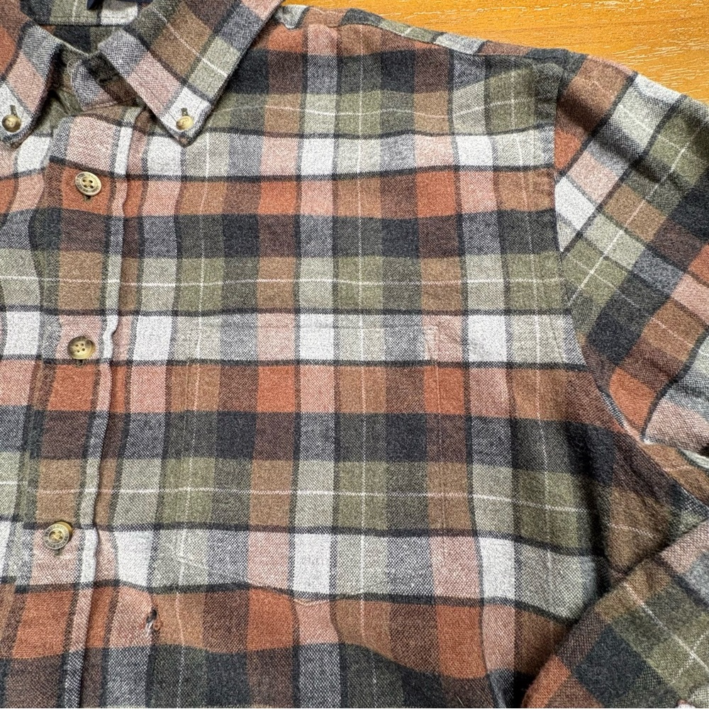 Pendleton Mason Men’s Plaid Flannel Shirt Button Down Orange Brown Cream Green - Picture 2 of 10